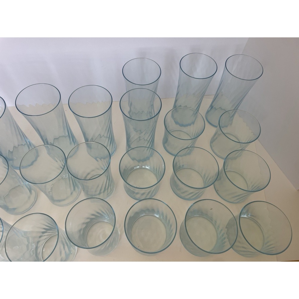 Vintage Mirage Bermuda Blue Glassware Set 24 Pc Coastal Mid Century Barware - Picture 3 of 10